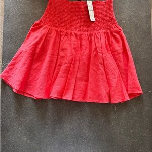 J Crew Womens Smocked Waist Linen Mini Skirt Size Small Coral Pink Lined.